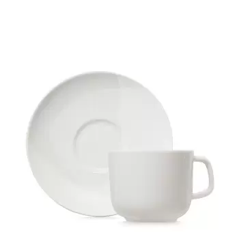 Revol Confluence Collection Tea Cup And Saucer 20 cl\n - Coconut milk Alabaster white - Set of 6 pcs