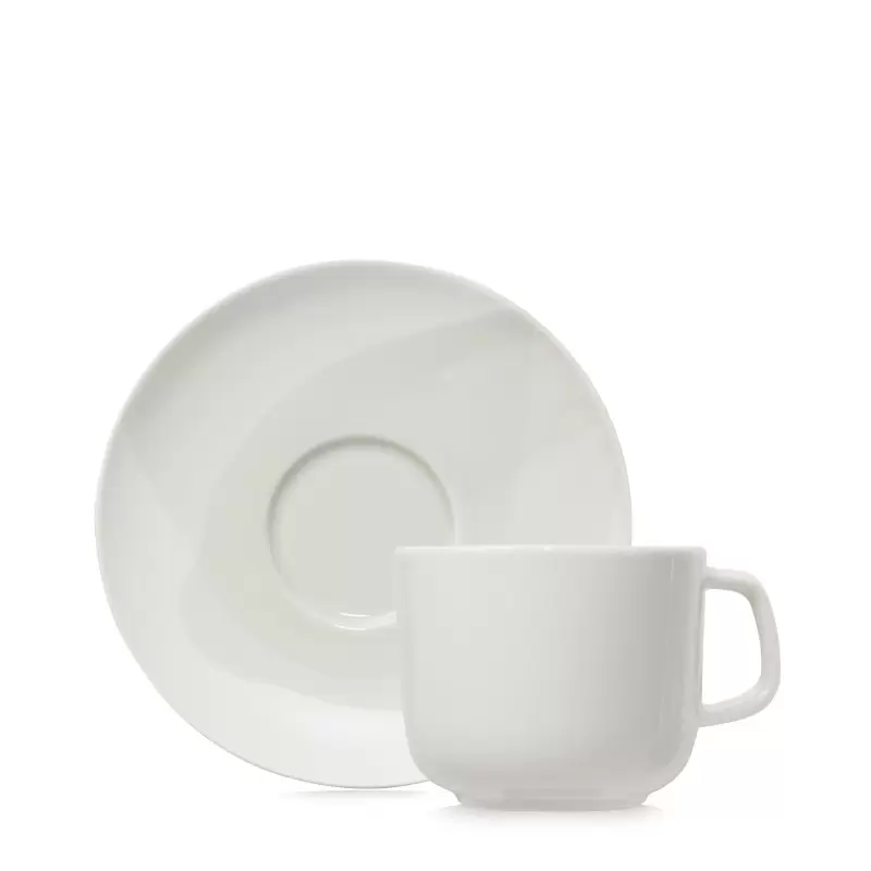 Revol Confluence Collection Espresso Cup And Saucer 8 cl\n\n - Linen Alabaster white - Set of 6 pcs Revol Confluence Collection Espresso Cup And Saucer 8 cl\n\n - Linen Alabaster white - Set of 6 pcs