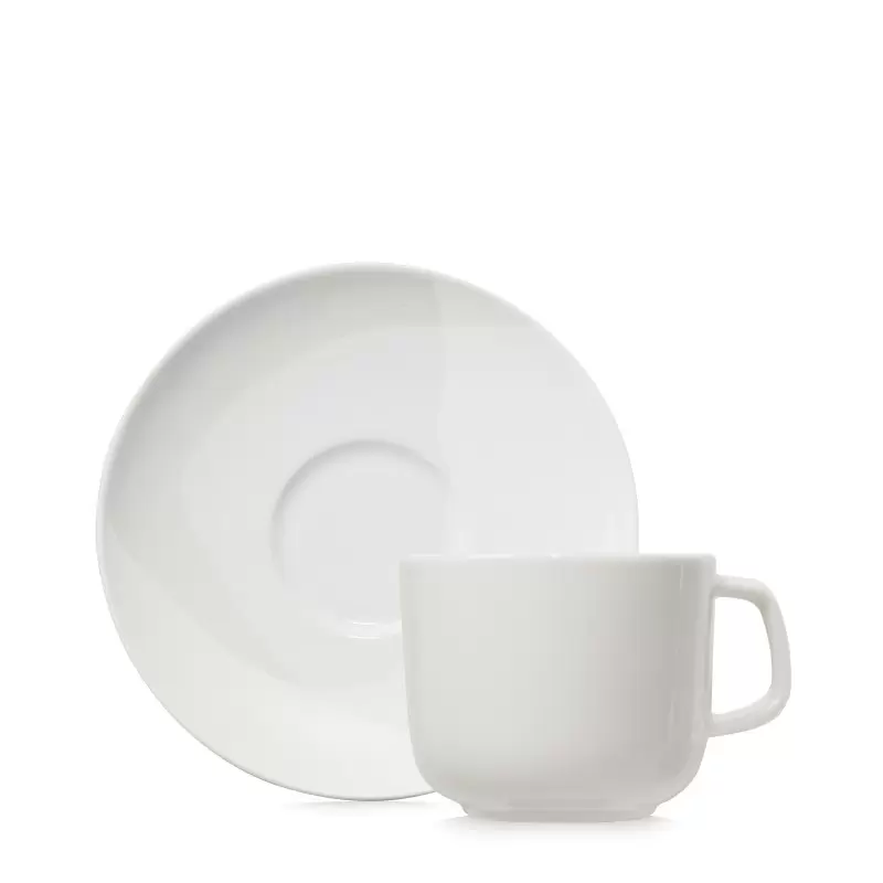 Revol Confluence Collection Espresso Cup And Saucer 8 cl\n\n - Coconut milk Alabaster white - Set of 6 pcs