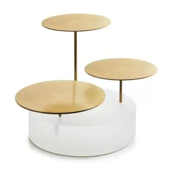 Revol ICE Collection Bricks Bar Round 3 Trays - Nacryl White/Stainless Steel Brushed Gold Finish