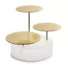 Revol ICE Collection Bricks Bar Round 3 Trays - Nacryl White/Stainless Steel Brushed Gold Finish