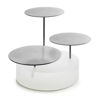 Revol ICE Collection Bricks Bar Round 3 Trays - Nacryl White/Stainless Steel Brushed Silver Finish
