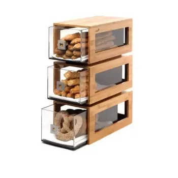 Rosseto BD104 Rosseto Three-Tier Bamboo Column with Drawers - 1 Pie...