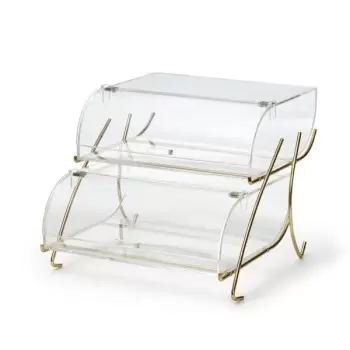 Rosseto BK020 Rosseto Two-Tier Bakery Case with Brass Wire Stand - ...