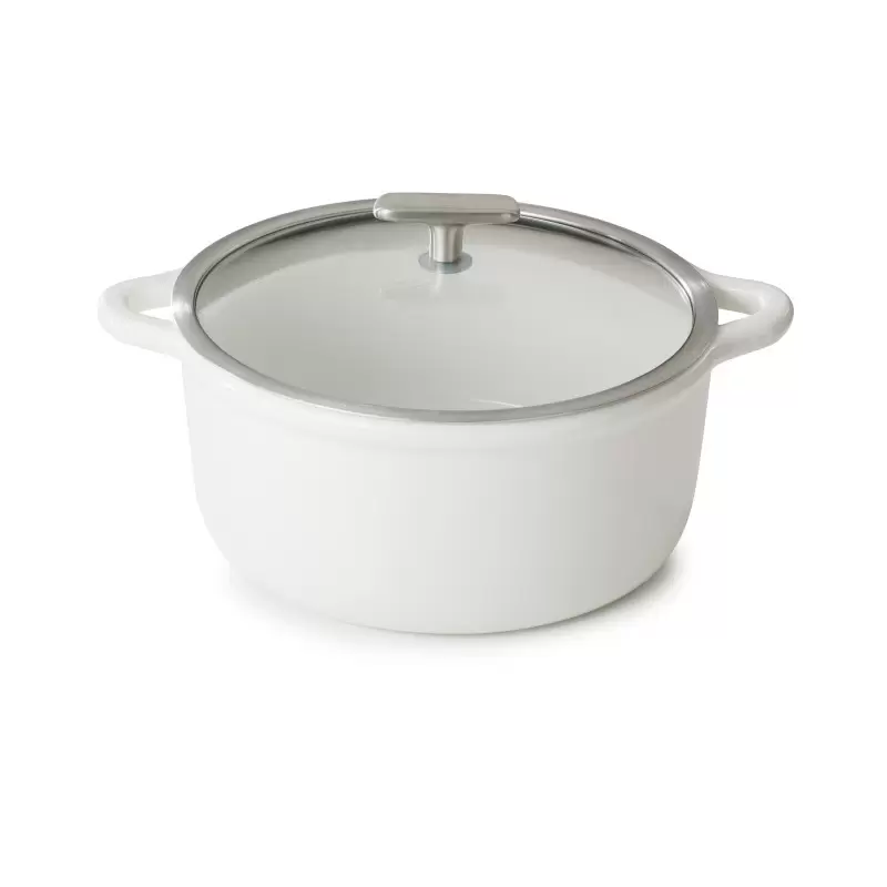 Revol Bombance Collection Round Cocotte 26 cm Induction With Glass Lid - Alabaster white Glass Induction Revol Bombance Collection Round Cocotte 26 cm Induction With Glass Lid - Alabaster white Glass Induction
