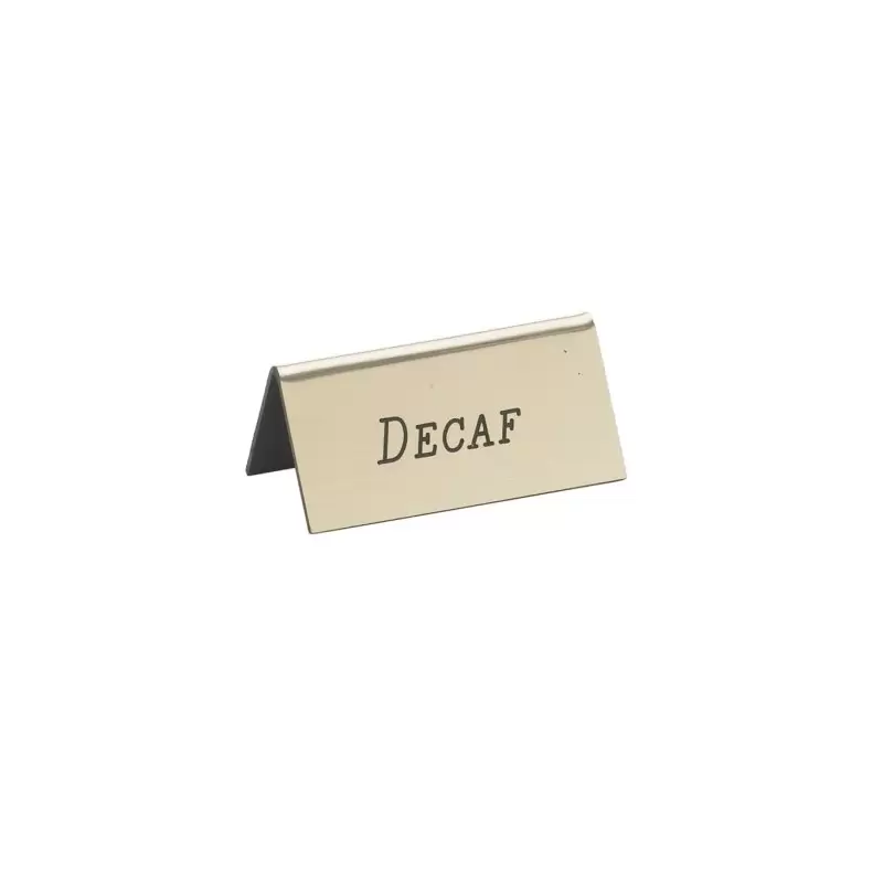 Cal-Mil Gold Decaf Beverage Tent - 3" x 1" x 1 1/2" Cal-Mil Gold Decaf Beverage Tent - 3" x 1" x 1 1/2"