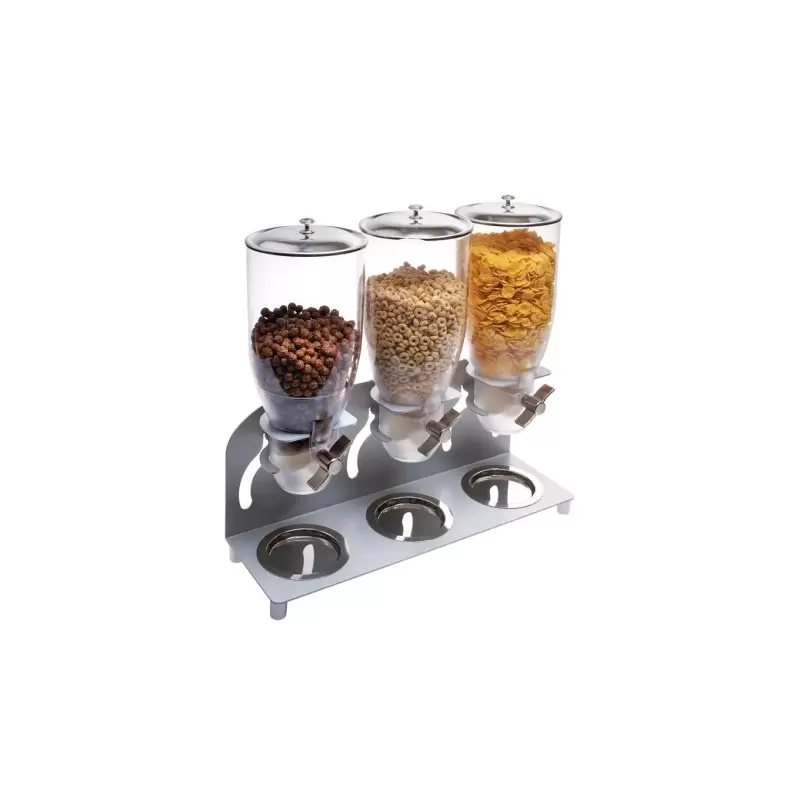 Cal-Mil Turn N Serve Platinum 3.5 Liter Triple Canister Cereal Dispenser Cal-Mil Turn N Serve Platinum 3.5 Liter Triple Canister Cereal Dispenser