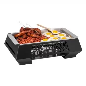 Rosseto SM384 Rosseto GEO Multi-Chef 7" Black Warmer with 3 Fuel Ho...