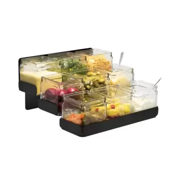Rosseto SM328 Rosseto 3 Level Black Matte Condiment Station with 9 ...