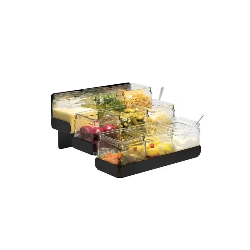 Rosseto SM328 Rosseto 3 Level Black Matte Condiment Station with 9 ...
