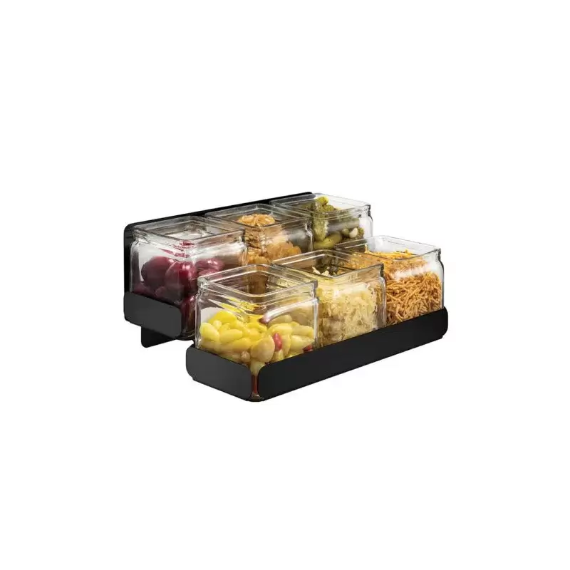 Rosseto SM327 Rosseto 2 Level Black Matte Condiment Station with 6 ...