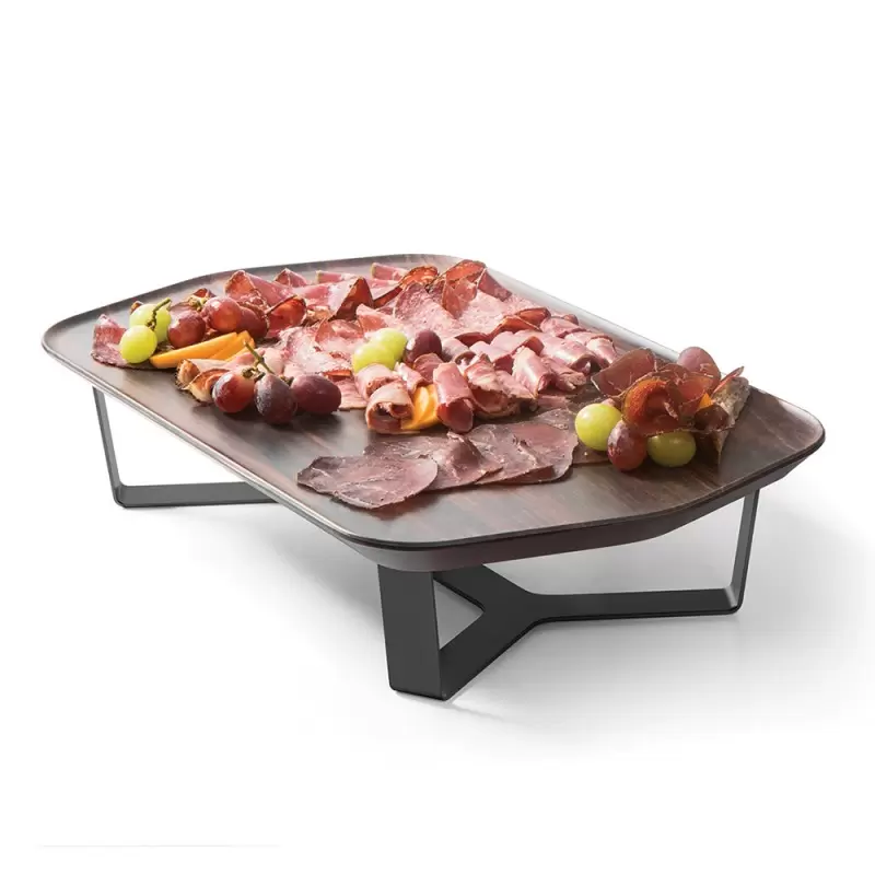 Rosseto SM291 Rosseto Forme’ Melamine Rectangle Walnut Tray with Fo...