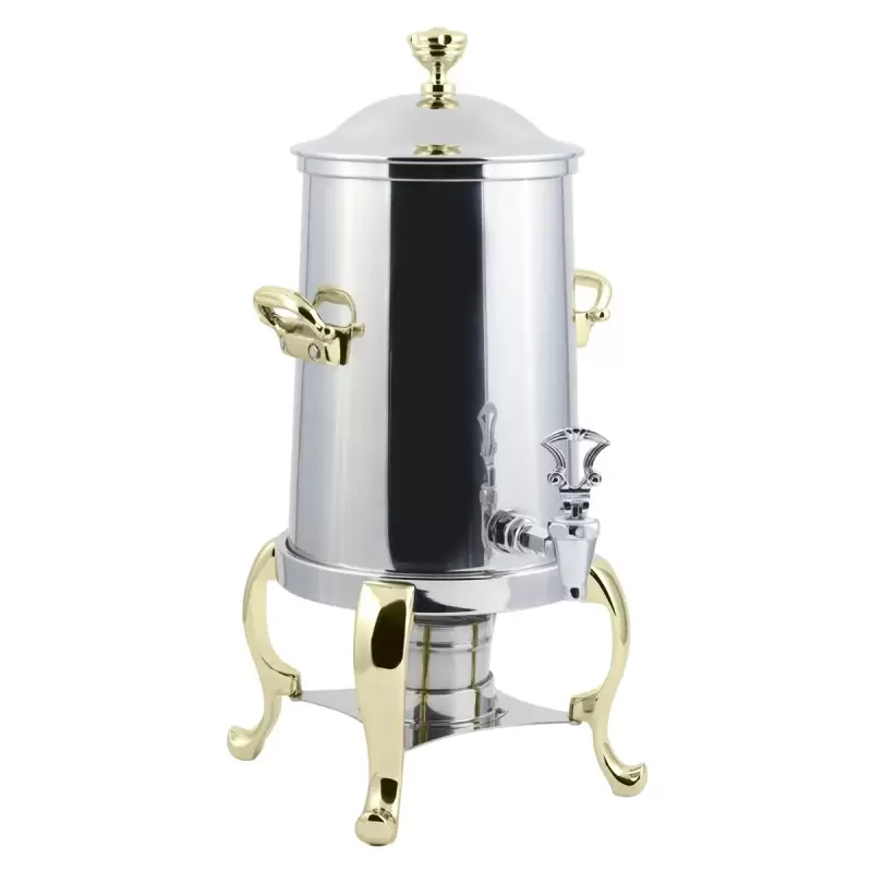 Bon Chef Coffee Urn/Server 5-1/2 Gallon - Non-Insulated - Stainless Steel Exterior Construction With Brass Trim Bon Chef Coffee Urn/Server 5-1/2 Gallon - Non-Insulated - Stainless Steel Exterior Construction With Brass Trim