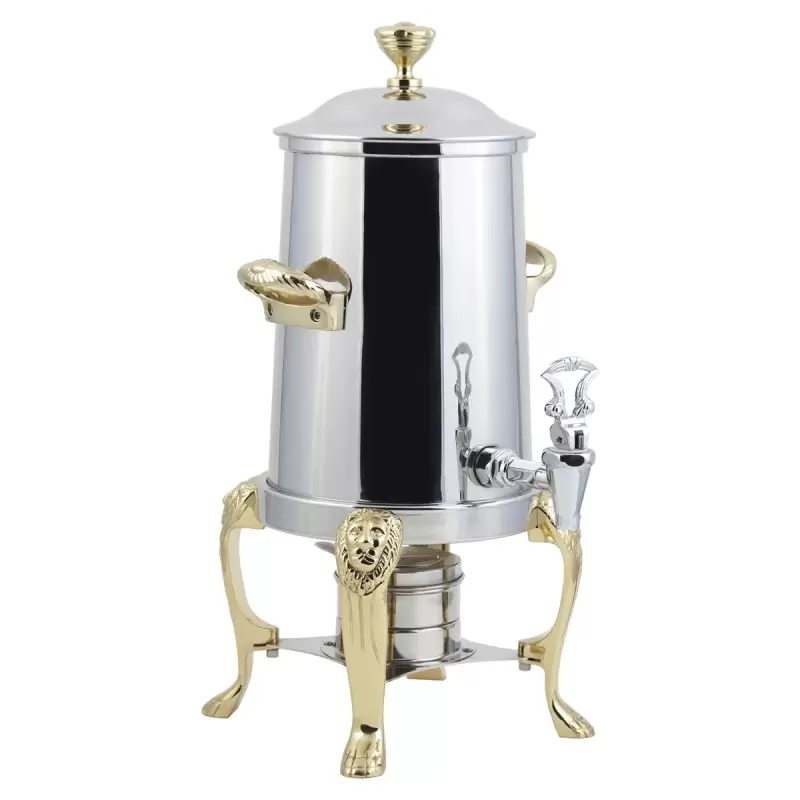 Bon Chef Coffee Urn/Server 5-1/2 Gallon - Non-Insulated - Stainless Steel Exterior Construction With Brass Trim Bon Chef Coffee Urn/Server 5-1/2 Gallon - Non-Insulated - Stainless Steel Exterior Construction With Brass Trim