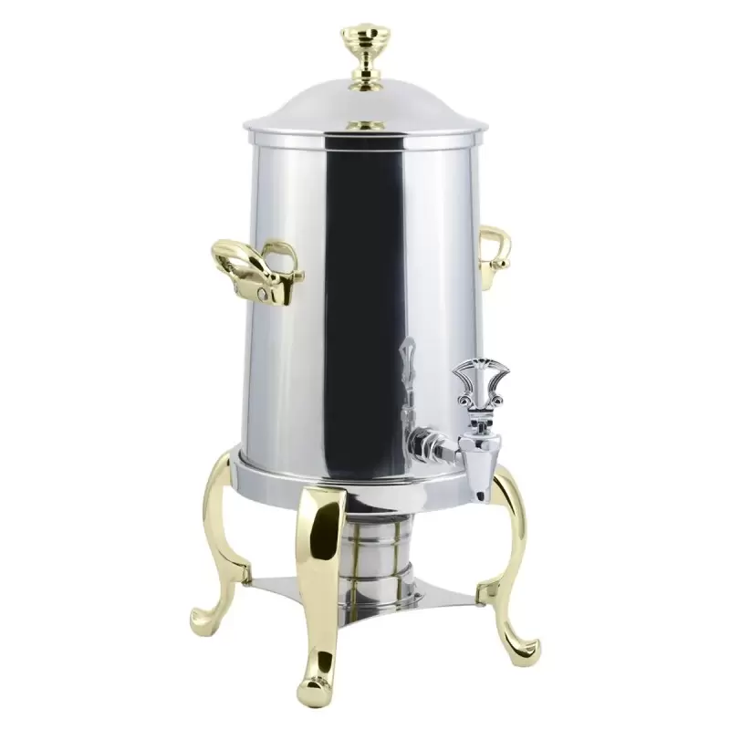Bon Chef Coffee Urn/Server 2 Gallon - Non-Insulated - Stainless Steel Exterior Construction With Brass Trim Bon Chef Coffee Urn/Server 2 Gallon - Non-Insulated - Stainless Steel Exterior Construction With Brass Trim