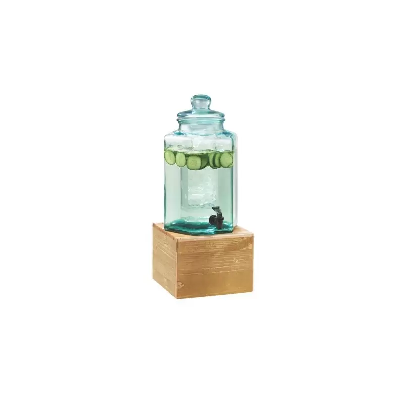 Cal-Mil Madera 2 Gallon Vintage Glass Beverage Dispenser With Wooden Base And Ice Chamber Cal-Mil Madera 2 Gallon Vintage Glass Beverage Dispenser With Wooden Base And Ice Chamber