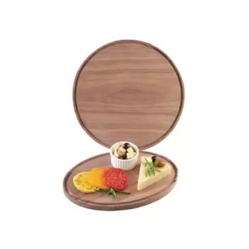 Cal-Mil Round Walnut Serving Board - 12" x 3/4"