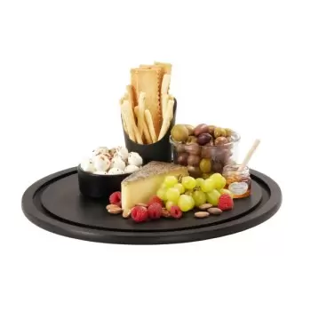 Cal-Mil Round Black Serving Board - 15" x 1"