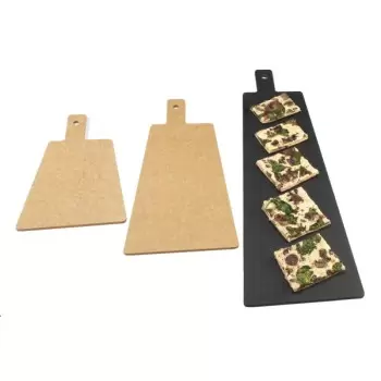 Cal-Mil Black Round Edge Rectangle Flat Bread Serving Board - 16" x 6" x 1/4"