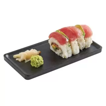 Cal-Mil Finn Black Rectangular Modular Melamine Tray 4" x 8"