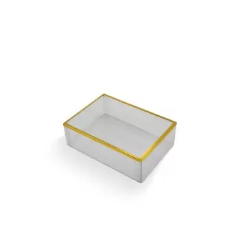 Elegant Gold Trim Classic Clear Transparent Chocolate Truffles Boxes 4 1/2" x 3" x 1 3/8" - Pack of 161 pcs
