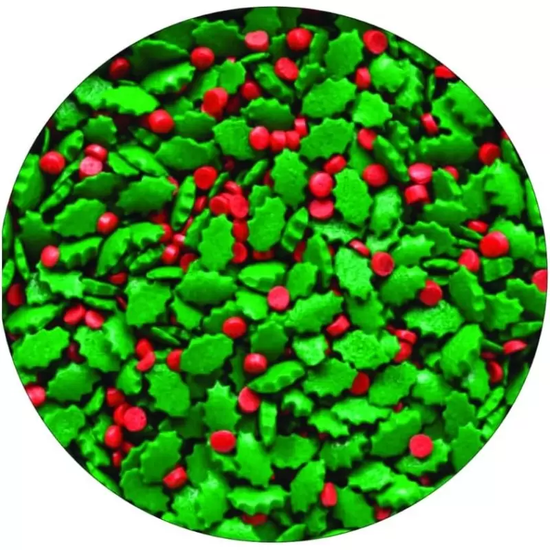 Elegant Holly Leaf Shaped Sprinkles Topping Decoration 3.5oz - Holly Harmony Elegant Holly Leaf Shaped Sprinkles Topping Decoration 3.5oz - Holly Harmony