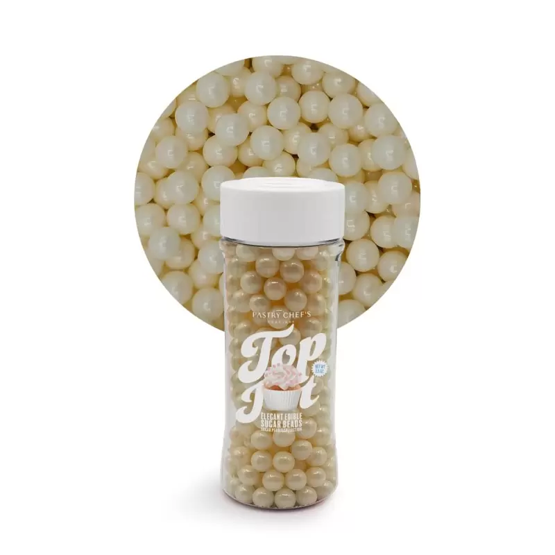 Elegant Edible Sugar Beads Topping Decoration 3.5oz - Ivory Pearl Elegant Edible Sugar Beads Topping Decoration 3.5oz - Ivory Pearl