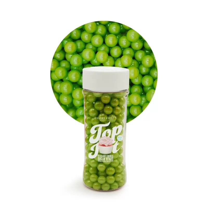 Elegant Edible Sugar Beads Topping Decoration 3.5oz - Lime Luster Elegant Edible Sugar Beads Topping Decoration 3.5oz - Lime Luster