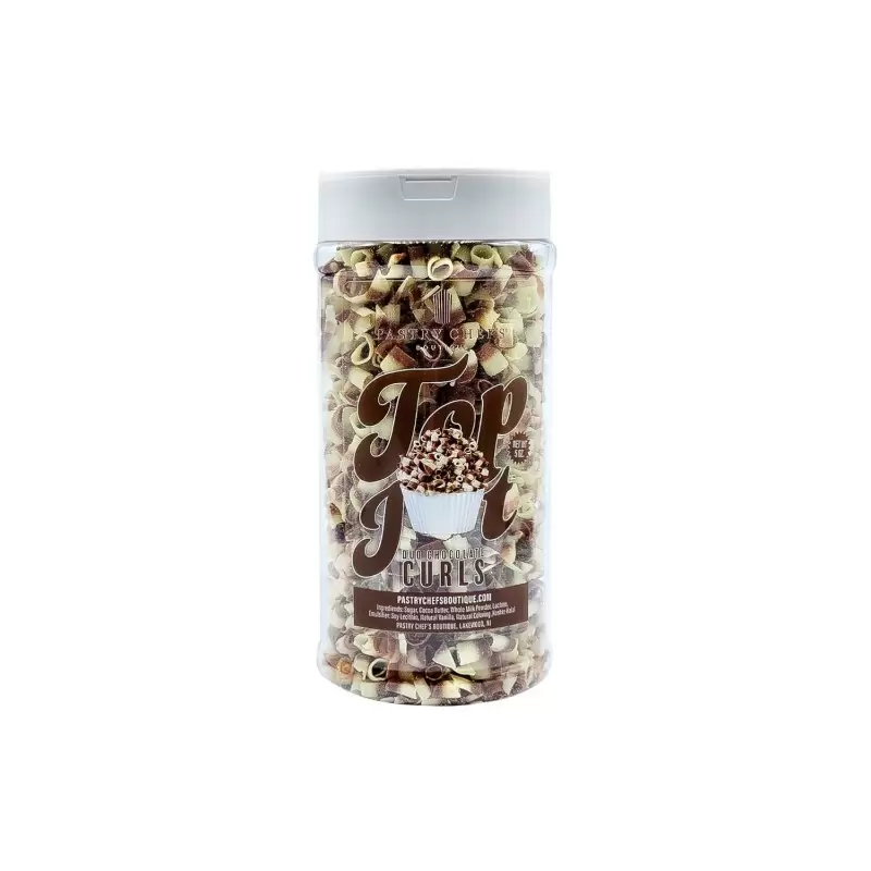 Belgian Chocolate Curls Topping Decoration 5oz - Duo Chocolate Belgian Chocolate Curls Topping Decoration 5oz - Duo Chocolate