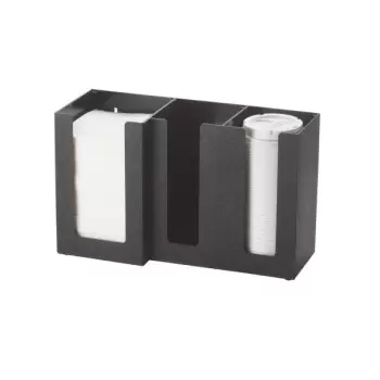 Cal-Mil Classic Black 3-Section Countertop Cup - Lid - and Napkin Organizer