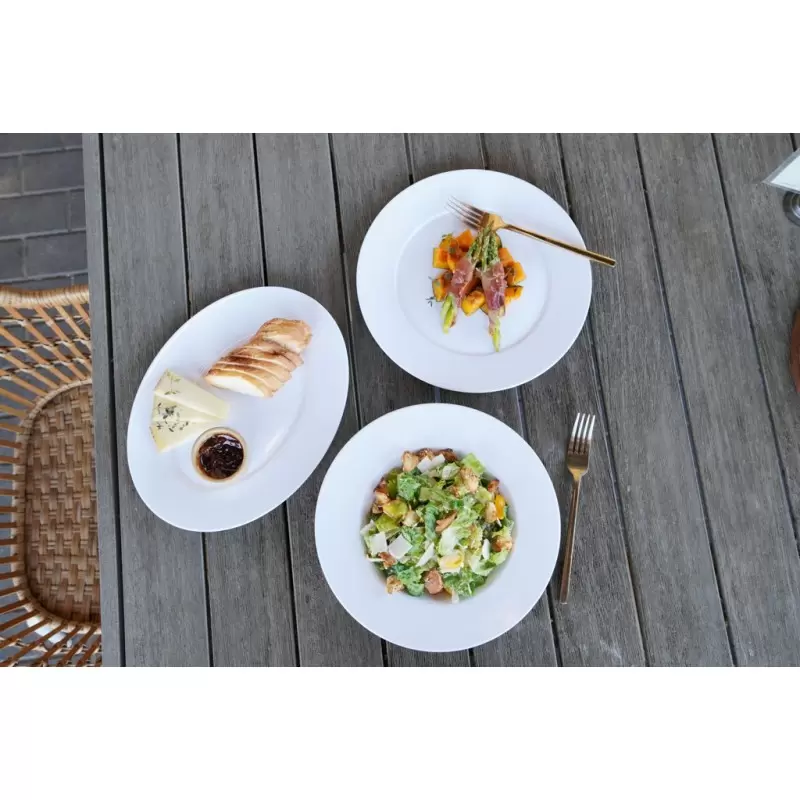 Cal-Mil Classic Rim White 12" x 9" Oval Melamine Platter Cal-Mil Classic Rim White 12" x 9" Oval Melamine Platter