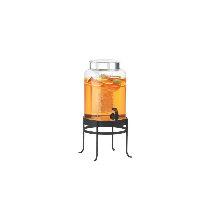 Cal-Mil Soho 2 Gallon Black Glass Beverage Dispenser With Ice Chamber Cal-Mil Soho 2 Gallon Black Glass Beverage Dispenser With Ice Chamber