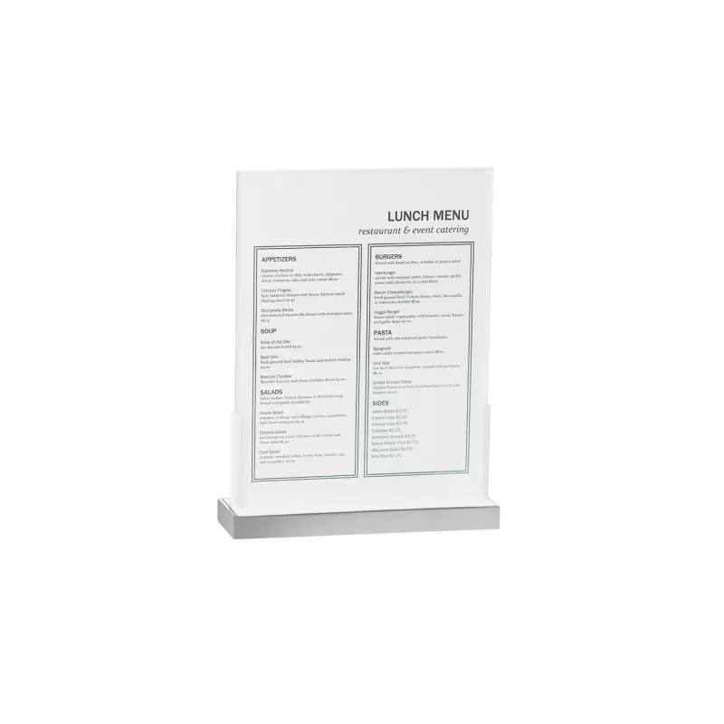 Cal-Mil Luxe Sign Holder With Stainless Steel Base - 9" x 2 5/8" x 12" Cal-Mil Luxe Sign Holder With Stainless Steel Base - 9" x 2 5/8" x 12"