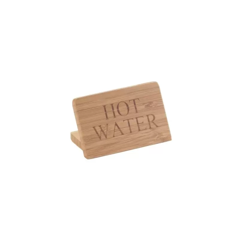 Cal-Mil 3" x 2" Bamboo "Hot Water" Beverage Sign Cal-Mil 3" x 2" Bamboo "Hot Water" Beverage Sign