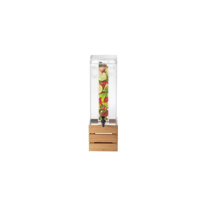 Cal-Mil Bamboo 3 Gallon Acrylic Crate Beverage Dispenser With Infusion Chamber - 8" x 8" x 25 1/2" Cal-Mil Bamboo 3 Gallon Acrylic Crate Beverage Dispenser With Infusion Chamber - 8" x 8" x 25 1/2"