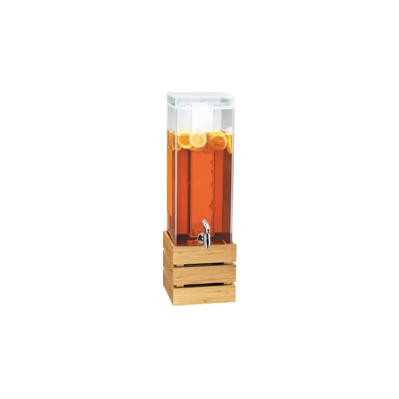 Cal-Mil Bamboo 3 Gallon Acrylic Crate Beverage Dispenser With Ice Chamber - 8" x 8" x 25 1/2" Cal-Mil Bamboo 3 Gallon Acrylic Crate Beverage Dispenser With Ice Chamber - 8" x 8" x 25 1/2"