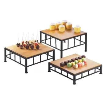Cal-Mil Iron Square Riser Display With Bamboo Top - 12" x 5"