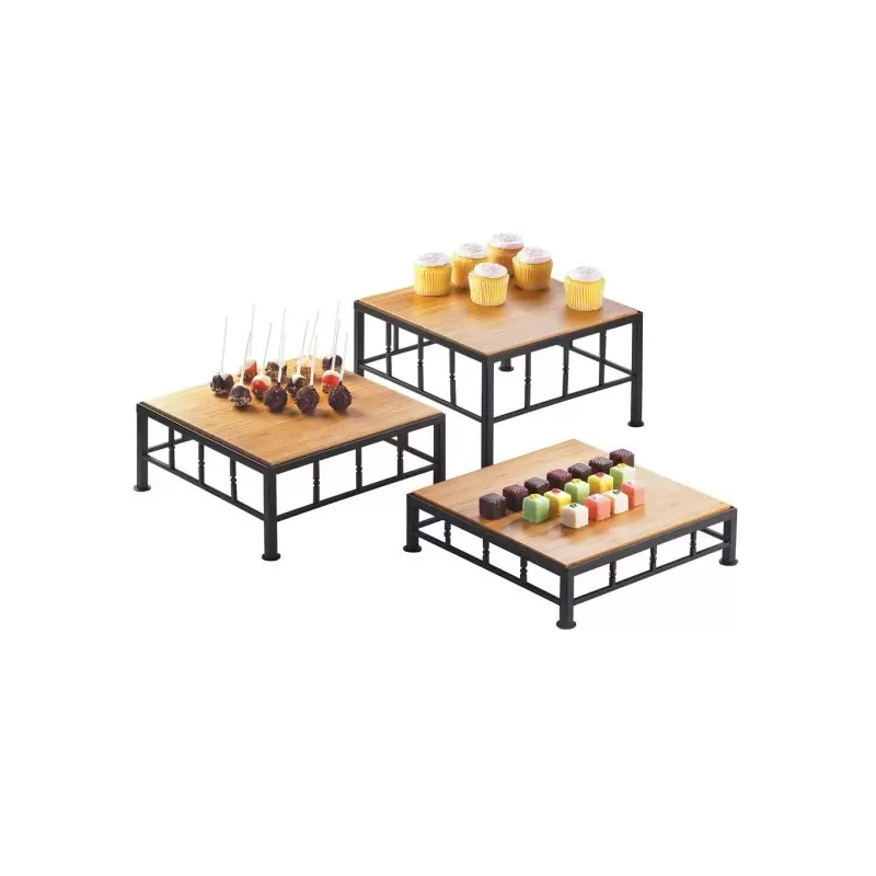 Cal-Mil Iron Square Riser Display With Bamboo Top - 12" x 5" Cal-Mil Iron Square Riser Display With Bamboo Top - 12" x 5"