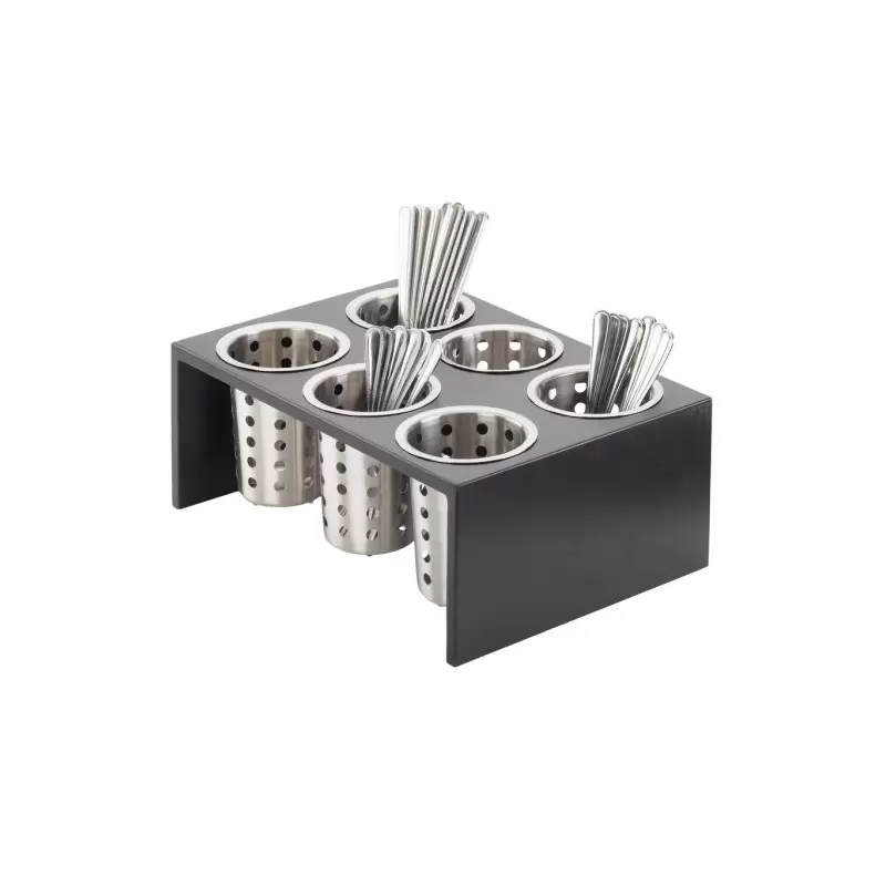 Cal-Mil Midnight Bamboo 6 - Cylinder Horizontal Flatware / Condiment Display Cal-Mil Midnight Bamboo 6 - Cylinder Horizontal Flatware / Condiment Display