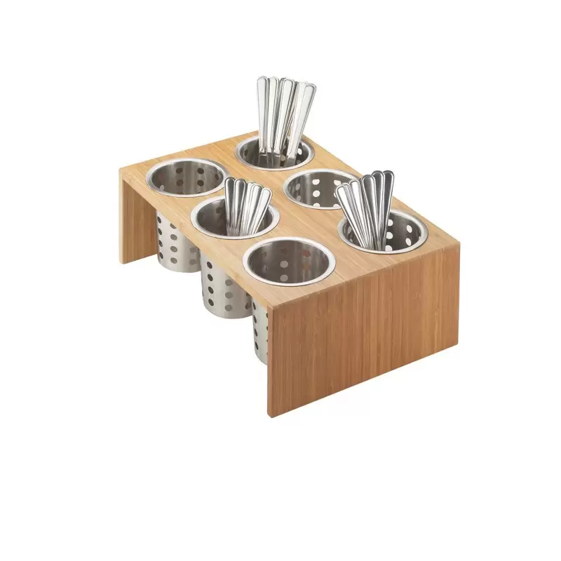 Cal-Mil Bamboo 6 - Cylinder Horizontal Flatware / Condiment Display Cal-Mil Bamboo 6 - Cylinder Horizontal Flatware / Condiment Display