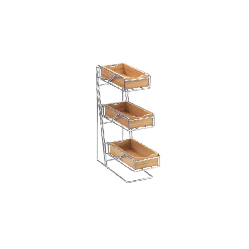 Cal-Mil Platinum 3-Tier Metal Flatware / Condiment Display With Bamboo Bins Cal-Mil Platinum 3-Tier Metal Flatware / Condiment Display With Bamboo Bins