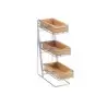 Cal-Mil Platinum 3-Tier Metal Flatware / Condiment Display With Bamboo Bins