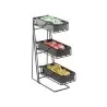 Cal-Mil Midnight Black 3-Tier Metal Flatware / Condiment Display With Bamboo Bins