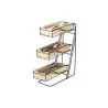 Cal-Mil Bamboo Black 3-Tier Metal Flatware / Condiment Display With Bamboo Bins