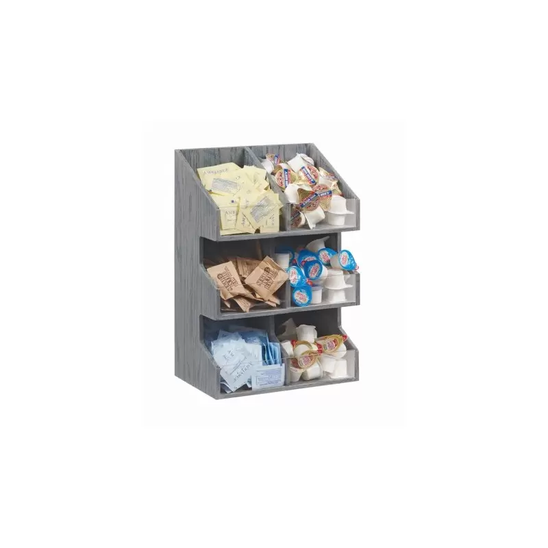 Cal-Mil Ashwood 3 Tier - 6 Bin Condiment Display With Clear Bin Face Cal-Mil Ashwood 3 Tier - 6 Bin Condiment Display With Clear Bin Face