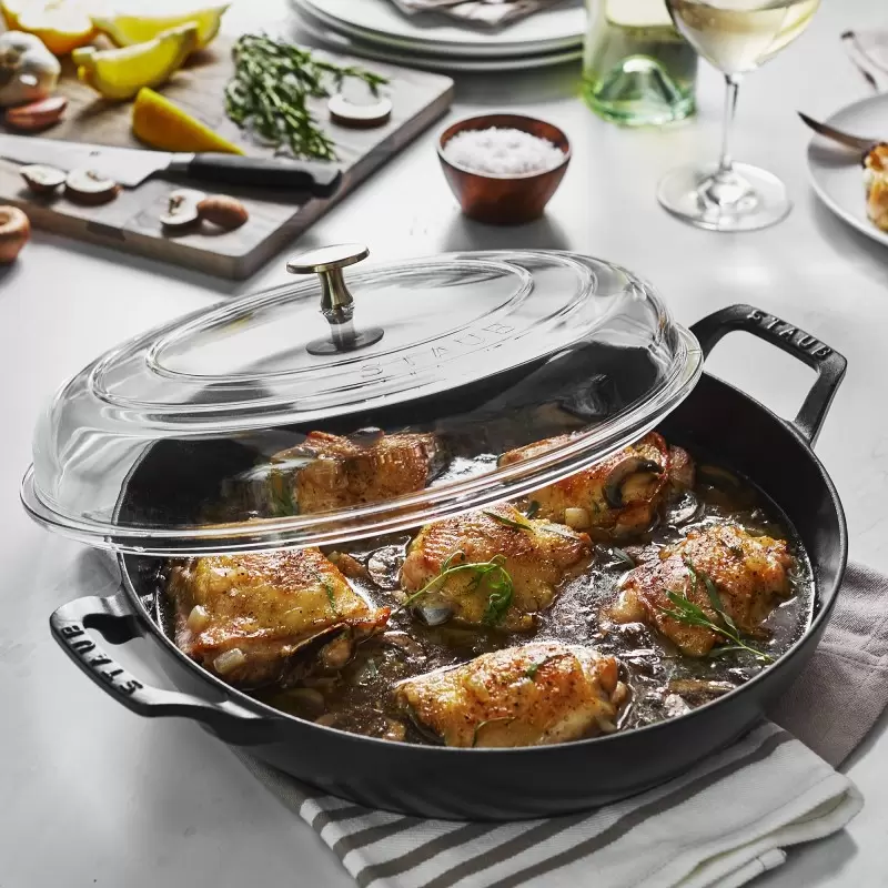 Staub 3.5-qt Braiser with Glass Lid - Black Staub 3.5-qt Braiser with Glass Lid - Black
