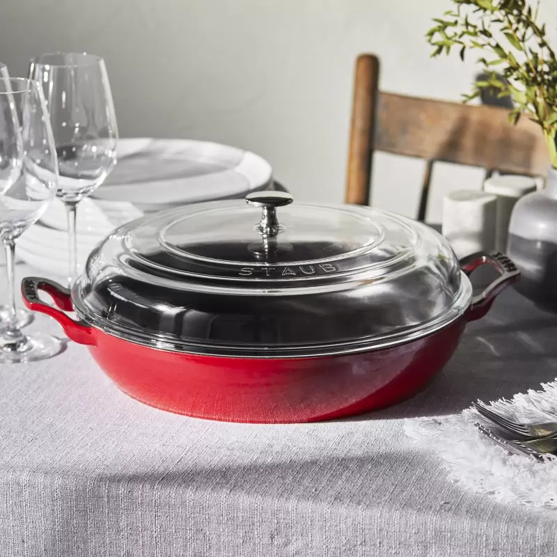 Staub 3.5-qt Braiser with Glass Lid - Cherry Staub 3.5-qt Braiser with Glass Lid - Cherry