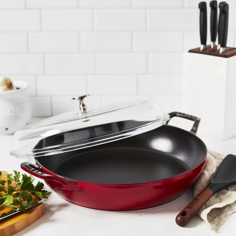 Staub 3.5-qt Braiser with Glass Lid - Cherry Staub 3.5-qt Braiser with Glass Lid - Cherry
