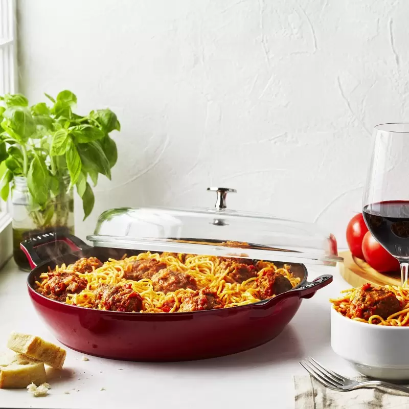 Staub 3.5-qt Braiser with Glass Lid - Cherry Staub 3.5-qt Braiser with Glass Lid - Cherry