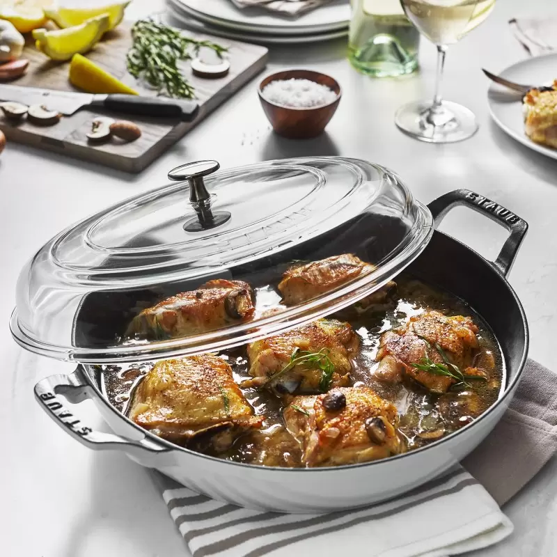 Staub 3.5-qt Braiser with Glass Lid - White Staub 3.5-qt Braiser with Glass Lid - White